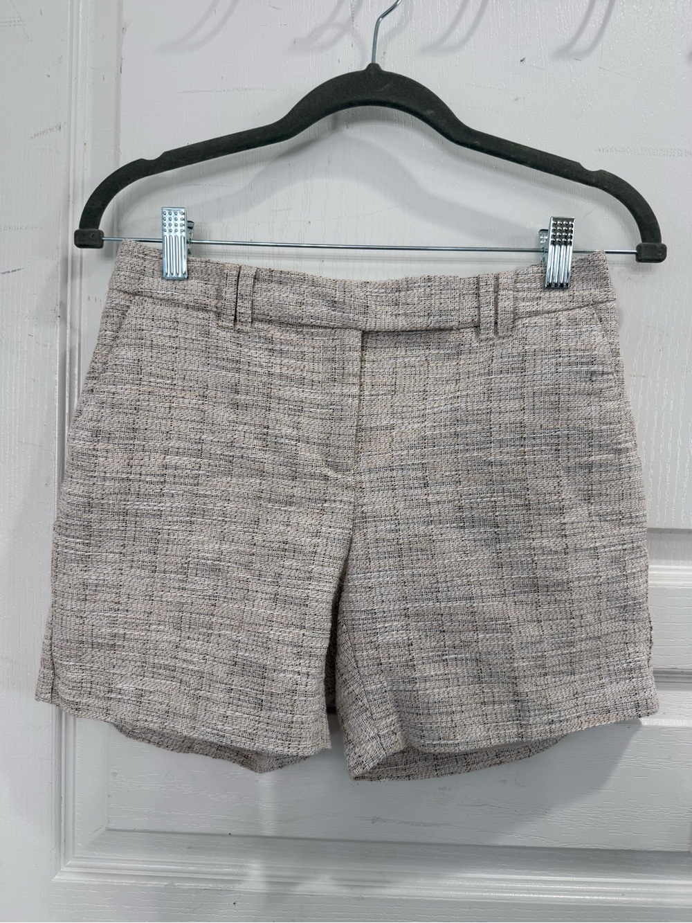 White House Black Market Beige Tweed Bermuda Shorts